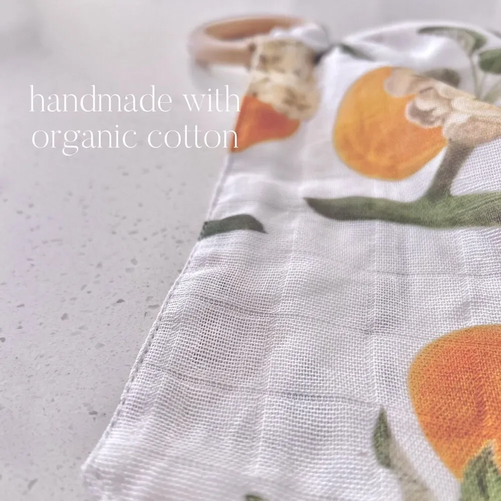 Organic Lovey With Wooden Ring | Natural Teething Blanket | Modern Peaches Baby